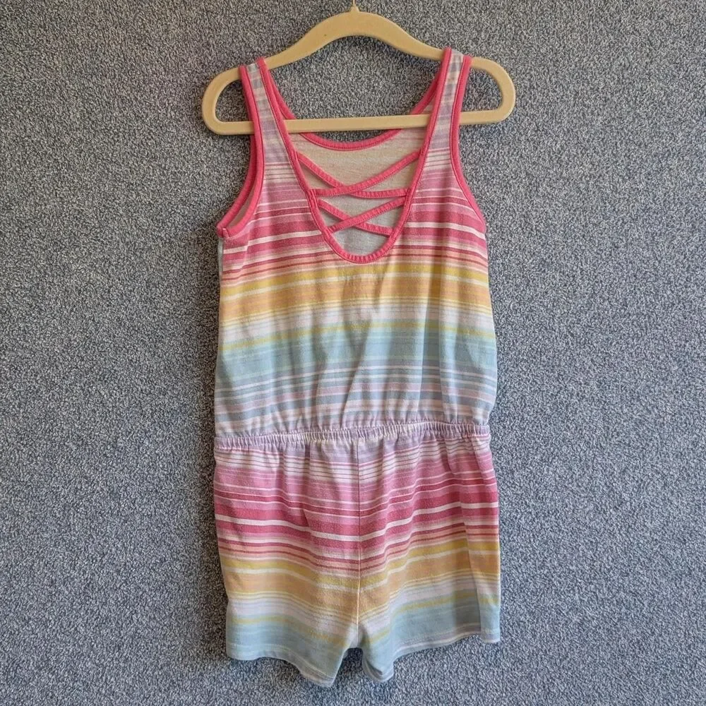 The Children's Place Girls Size Small 5/6 Rainbow Stripe Sleeveless Romper